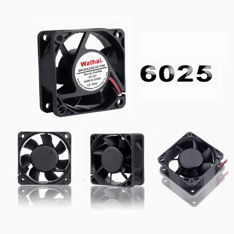 Wathai 60mm x 60mm x 25mm 12V 2P Dual Ball DC Case Fan Brushless Cooling Fan - Image 5